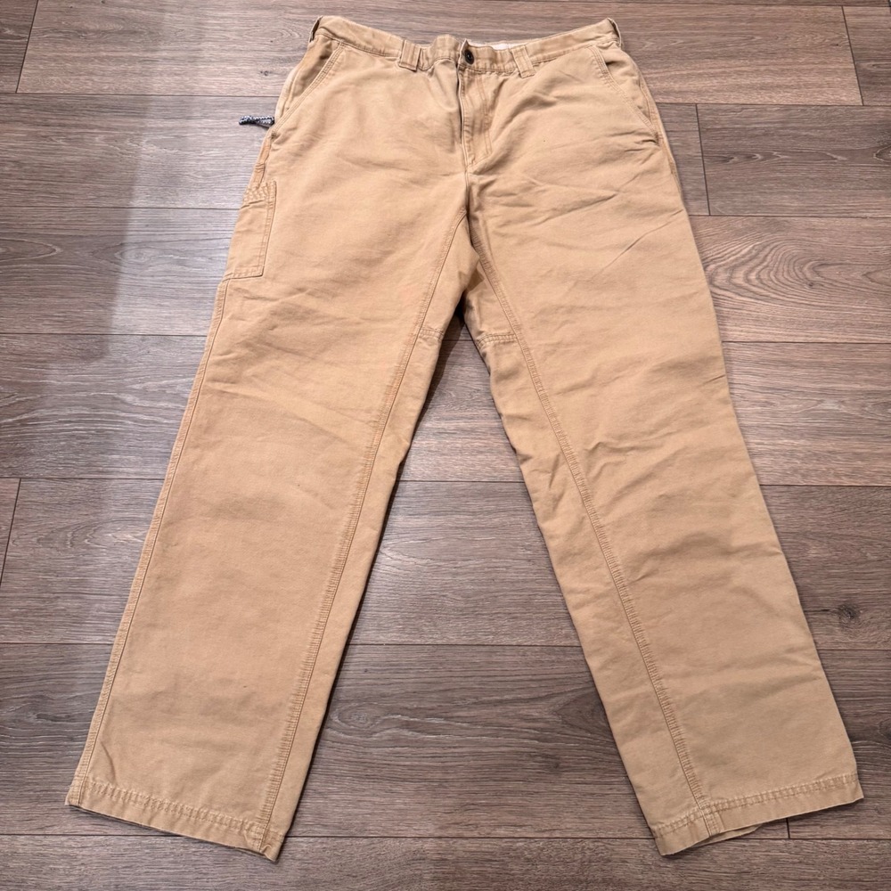 Columbia Sportswear Mens 36x32 Khaki Canvas Utility Carpenter Pants Tan Hiking